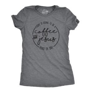 Crazy Dog T-Shirts Womens Coffee and Jesus Tshirt Cute Religious Easter Holiday Tee for Ladies