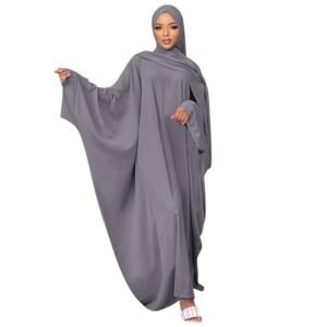 IKADEX Muslim Dress for Women Pakistani Kaftan Abaya Robe + Hijab Arabic Islamic Prayer Clothes Dubai Outfits