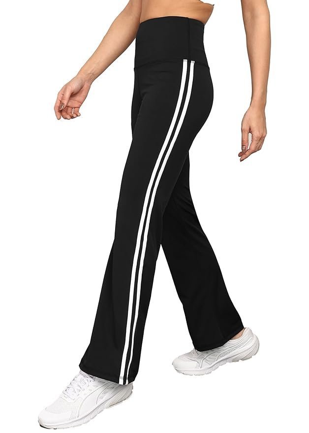 Rock Paper Scissors Premium Flare Gym Pants High Waist Stretchable Flared Leggings with Side Stripes Gym wear/Active Wear Tights Yoga Pants Zumba/Dance Womens Workout Tights Gym Tight