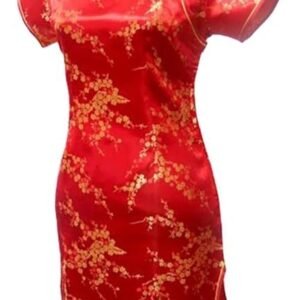 7Fairy Women's Sexy Red Floral Mini Chinese Evening Dress Cheongsam