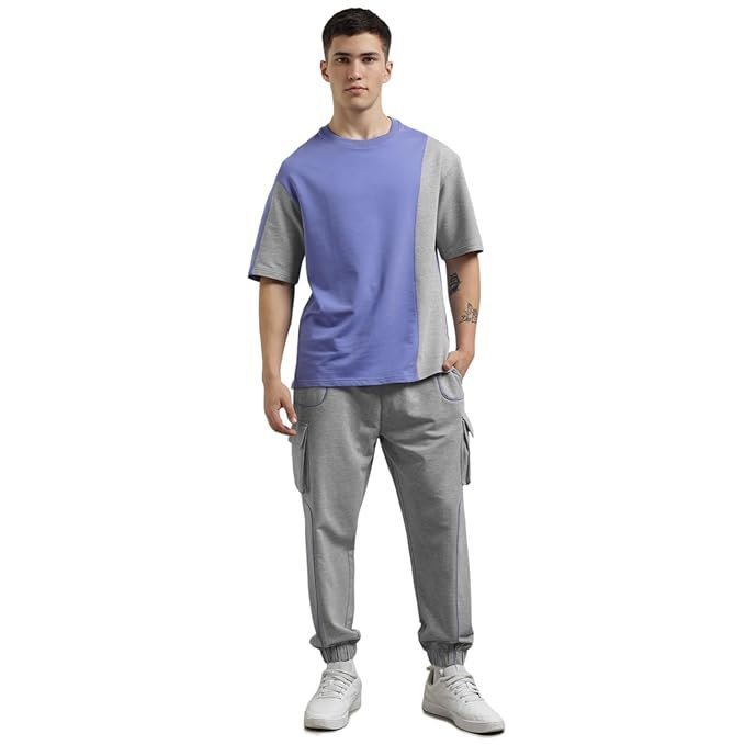 NOBERO Cotton Blend Oversized Casual Round Neck Co-Ord Set For Men Casual Sleepwear & Loungewear Set & Night Suits Set For Men