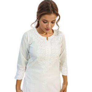 Pure Elegance: Handcrafted Chikankari White Cotton Kurta - Timeless Beauty, Artisanal Craftsmanship