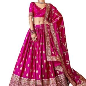 Zeel Clothing Women's Art Silk Sequins Zari Embroidered Art Silk Semi Stitched Lehenga Choli With Dupatta