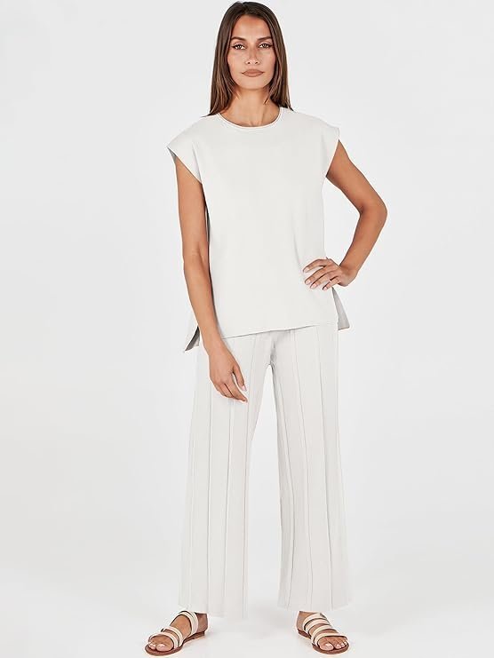 ANRABESS Women 2 Piece Lounge Sets Summer Casual Knit Sweater Vest Pant Set Beach Vacation Airport Outfits Clothes