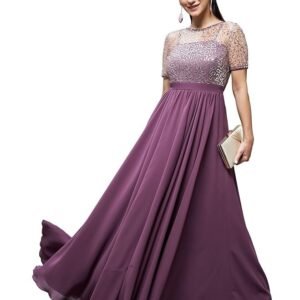 Miss Chase Women's Relaxed Fit Georgette & Sequins Maxi Dress