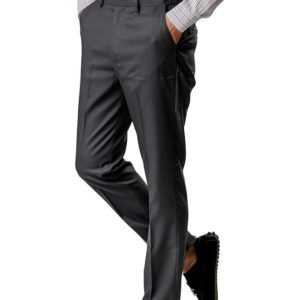 Jack and Jini Formal Pant with Expandable Waist for Men. Regular Fit, Flat Front, Premium Lycra Fabric for Office, Party and Casual Wear