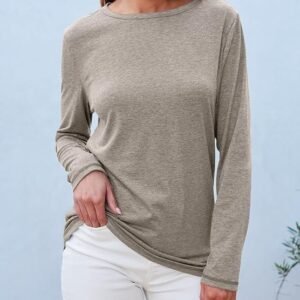 SUNBS Womens 3 Packs Long Sleeve Shirts Loose Fit Fall Tops Fashion Clothes Outfits 2025 Basic Tee Crew Neck Tops