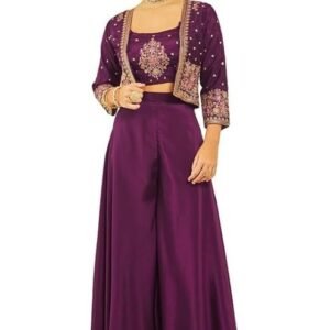 Soch Womens Wine Chinon Sequinned Embellished Co-Ord Set