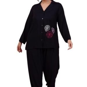 Lastinch Women Flower Embroidery Night Suit Set