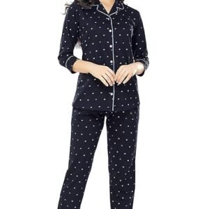 ZEYO Women's Cotton Heart Printed Night Suit set of Shirt & Pajama