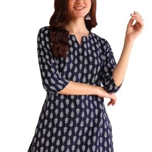 DSK Studio Women's Short Kurti in Black Rayon Cotton Blend | Ladies Ethnic Tunic | Office