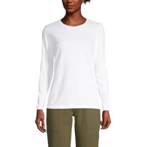 Lands' End Women's Relaxed Supima Cotton Long Sleeve Crewneck T-Shirt