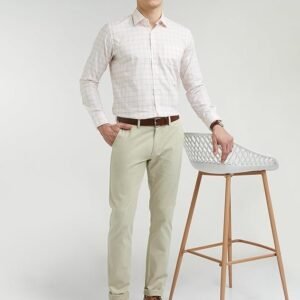 Peter England Men's Slim Fit Mid Rise Super Stretchable Everyday Casual Trouser | Scoop Pocket Premium Twill Chinos | Flat Front