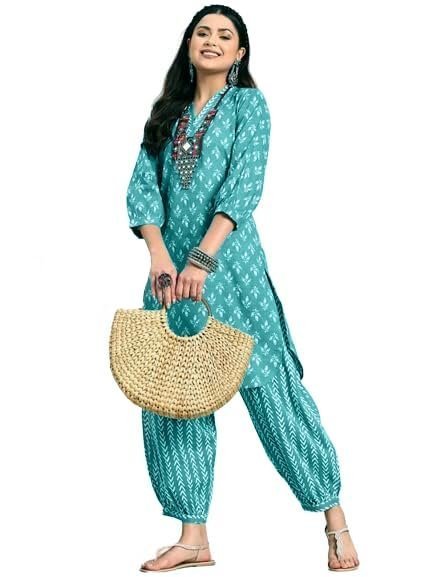 LookMark Women's Cotton Blend Printed Kurta Set