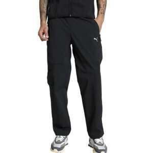 Puma Men Mid Rise, Relaxed Cargo Pants, Black, XL,