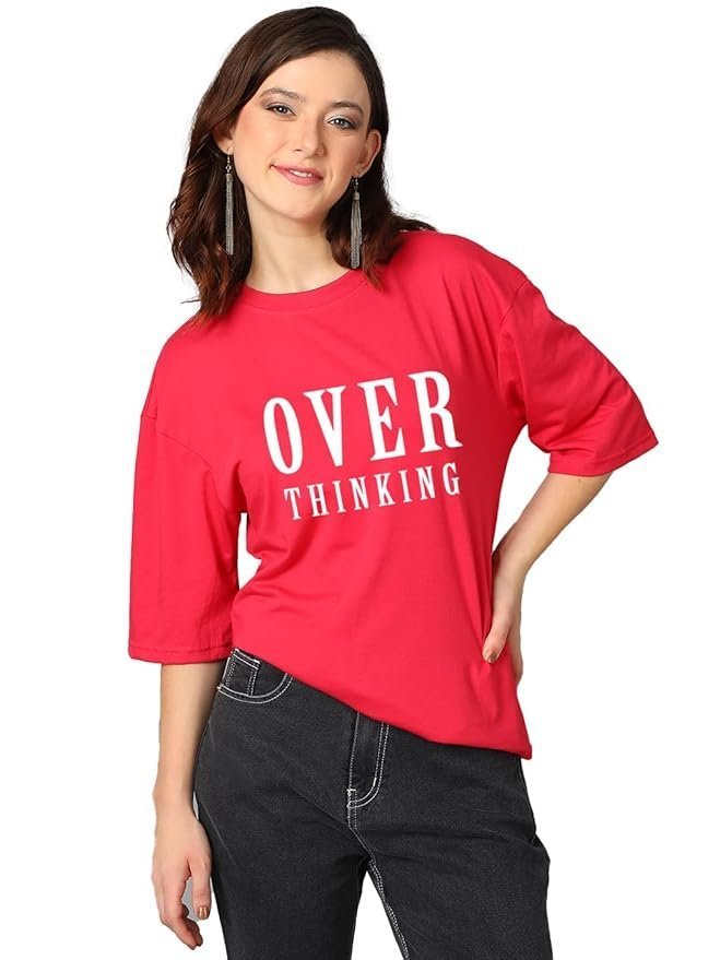 KOTTY Women's Solid Oversized Fit T-Shirt