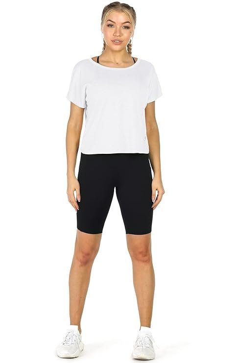 icyzone Women's Sports T-Shirt Backless Short Sleeve Shirt Loose Casual Tops Yoga Top